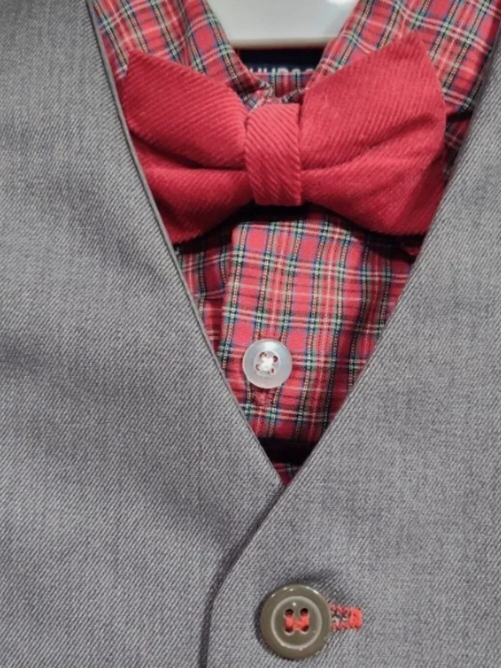 Hudson Ferrell Baby Suit and Bow Tie 4 Piece 12 Month Baby Red/Grey Clip Tie